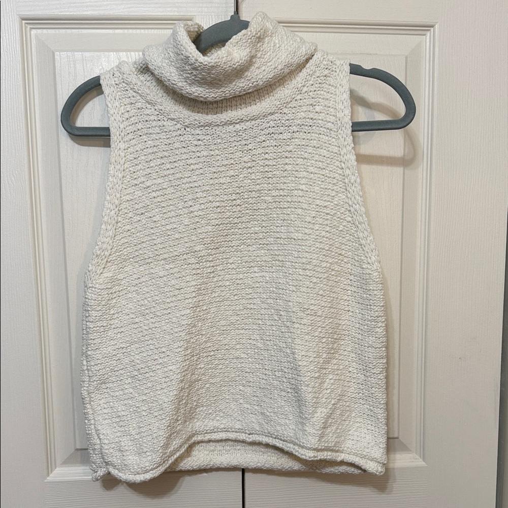 By Together Cream Sleeveless Turtleneck Sweater